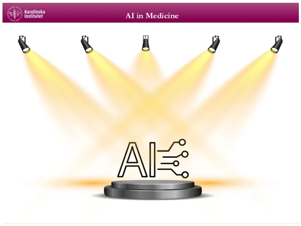 Dekorativ bild. Spotlights lyser över texten AI.