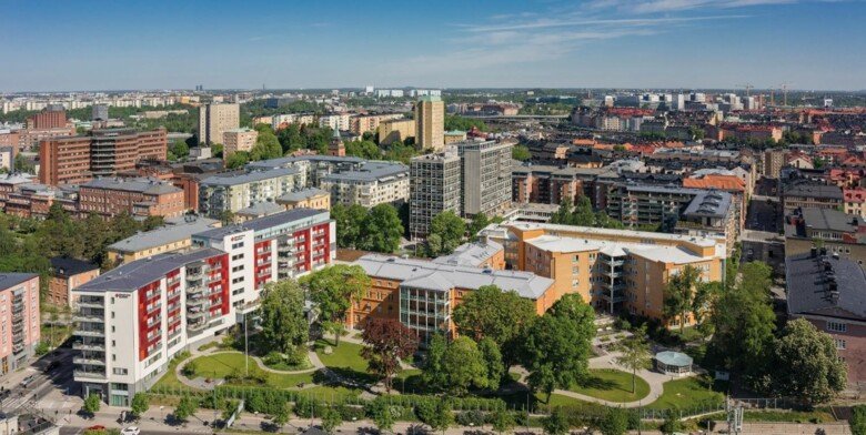 Flygfoto över Stockholms sjukhem.