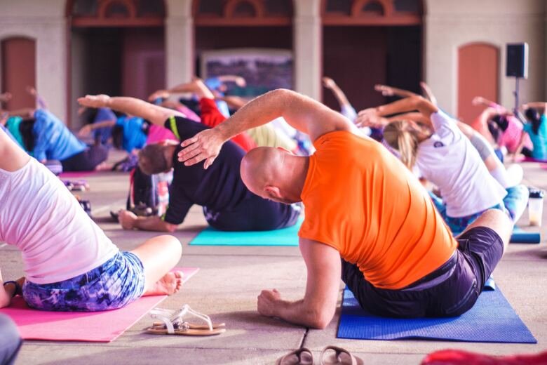 People practicing yoga