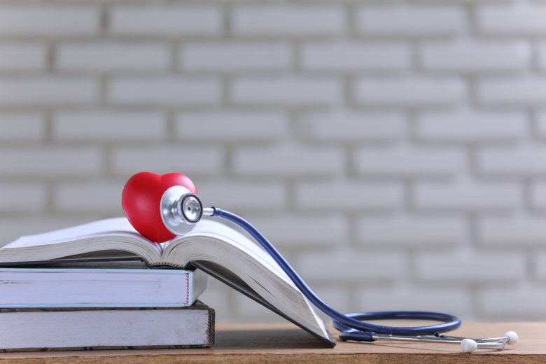 Books and stethoscope