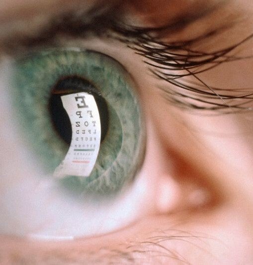 Reflection of Eye Chart in Eye