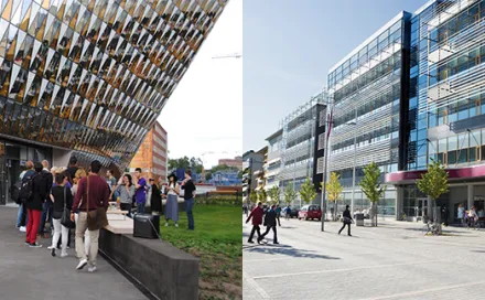 Bild av KI campus Solna och KI campus Huddinge.